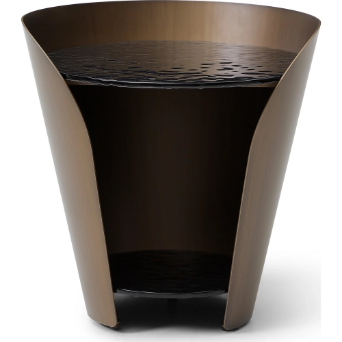 Vanta End Table in Bubble Textured Glass & Brushed Bronze